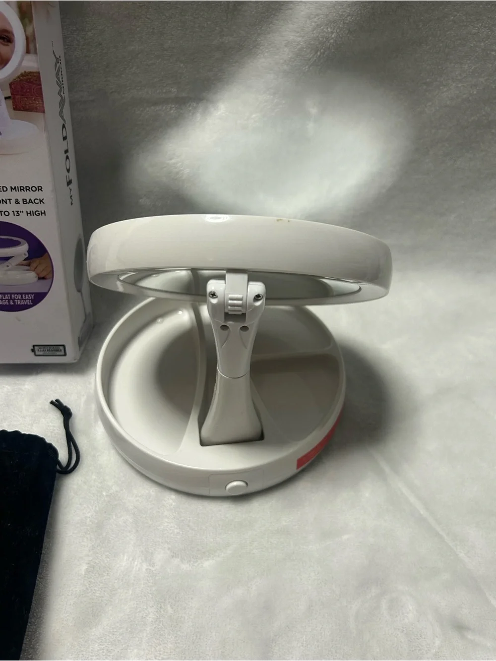 White My Foldaway Mirror vanity LED lights double sided magnification mirror